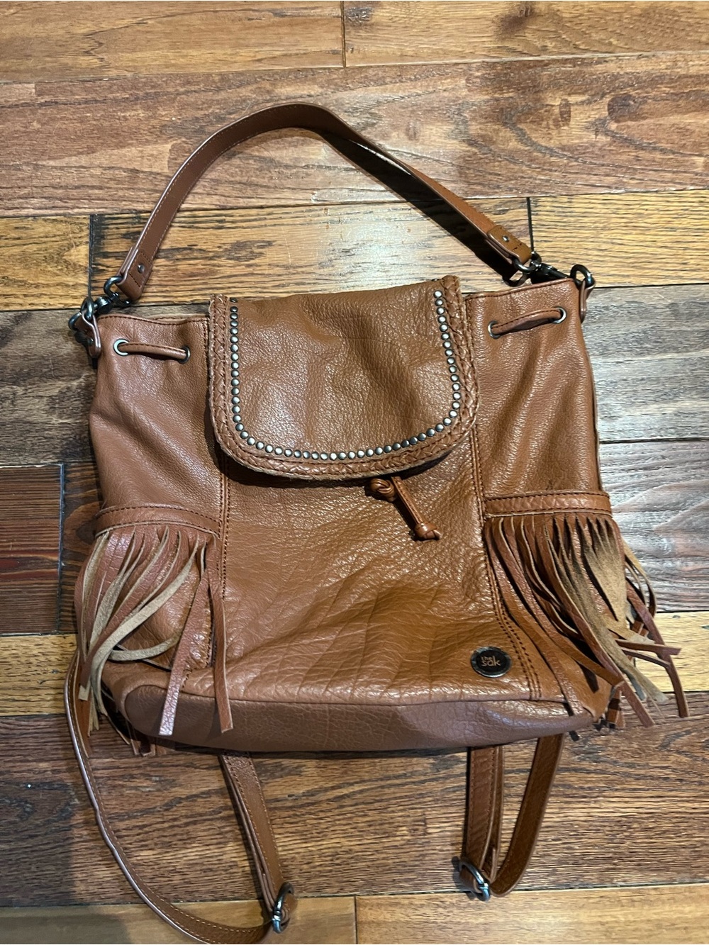 the Sake Backpack & Hobos Strap Leather Fringed Brown